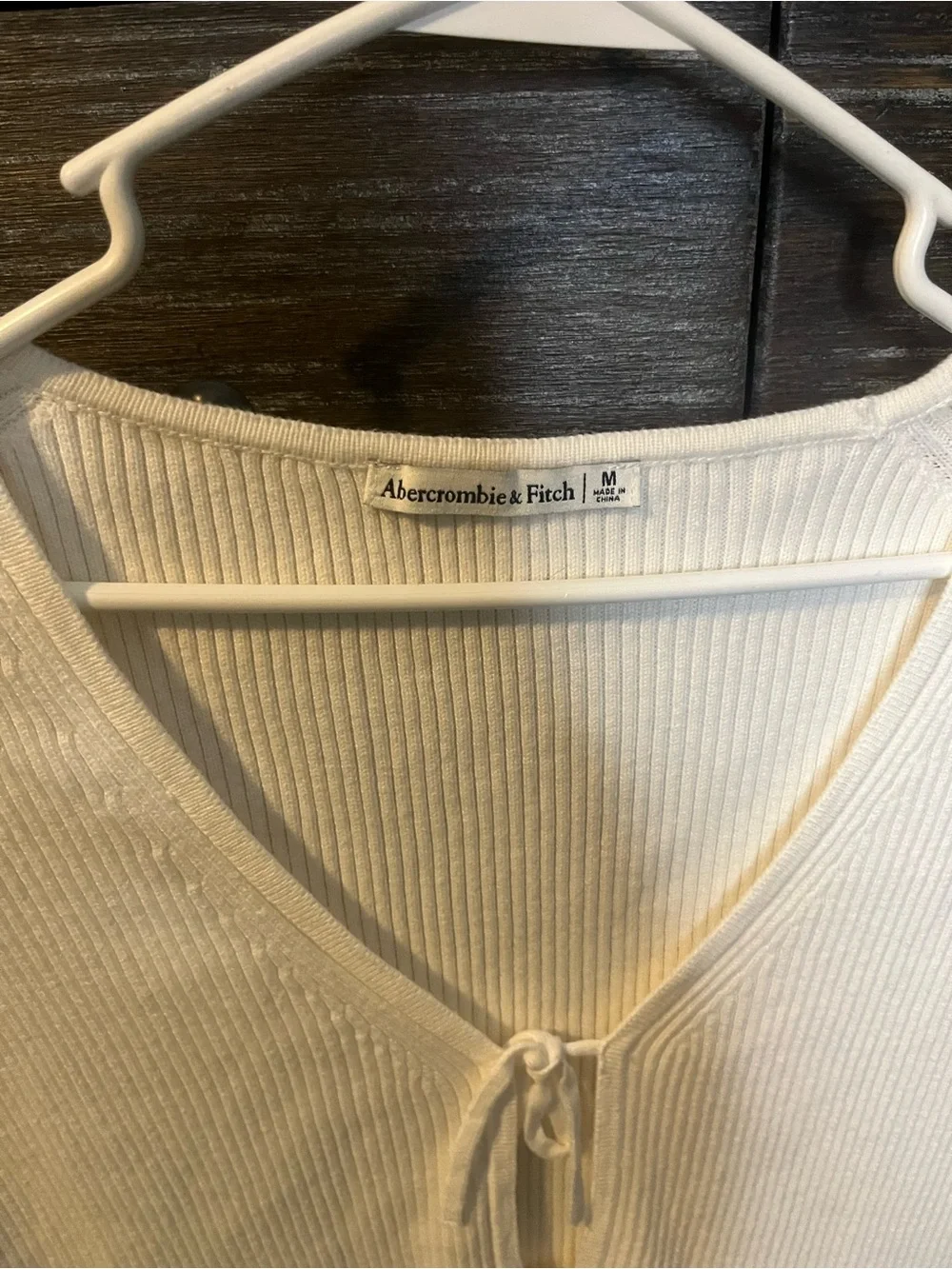 Abercrombie & Fitch Cream Ribbed Tie-Front Tank Top - Picture 3 of 3